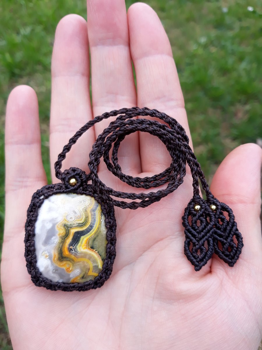 Bumblebee Jasper Macrame Pendant 