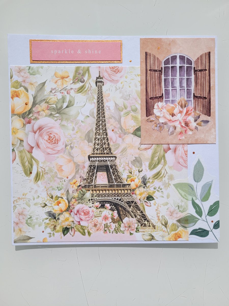 Eiffel Tower 'sparkle & shine' special occasion card - congrats, birthday, etc