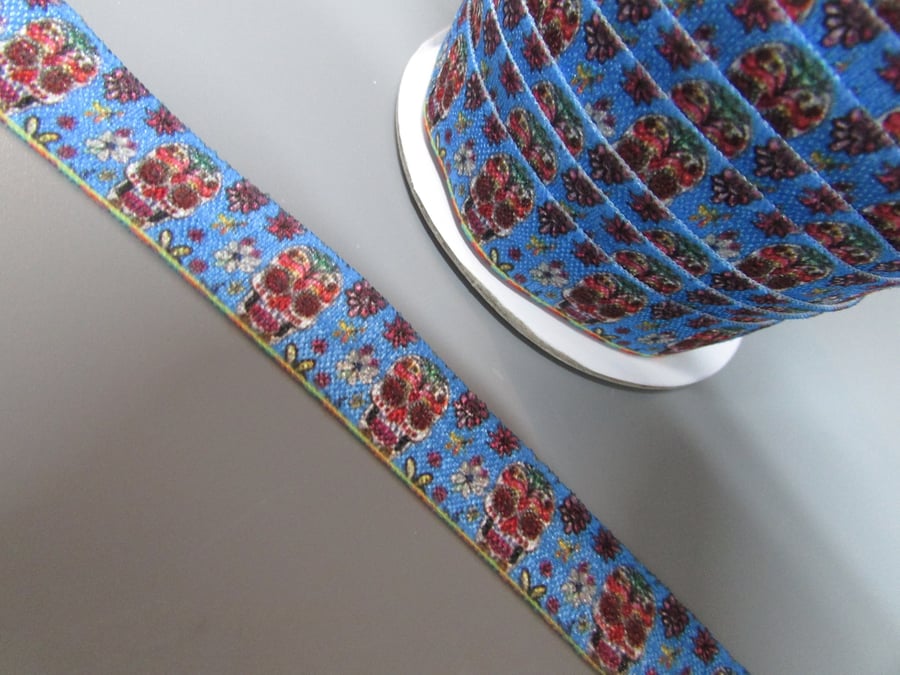 Skull Fold Over Elastic x 1 metre