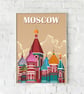 Moscow retro travel poster, Moscow city print, Russia travel poster - Image 5