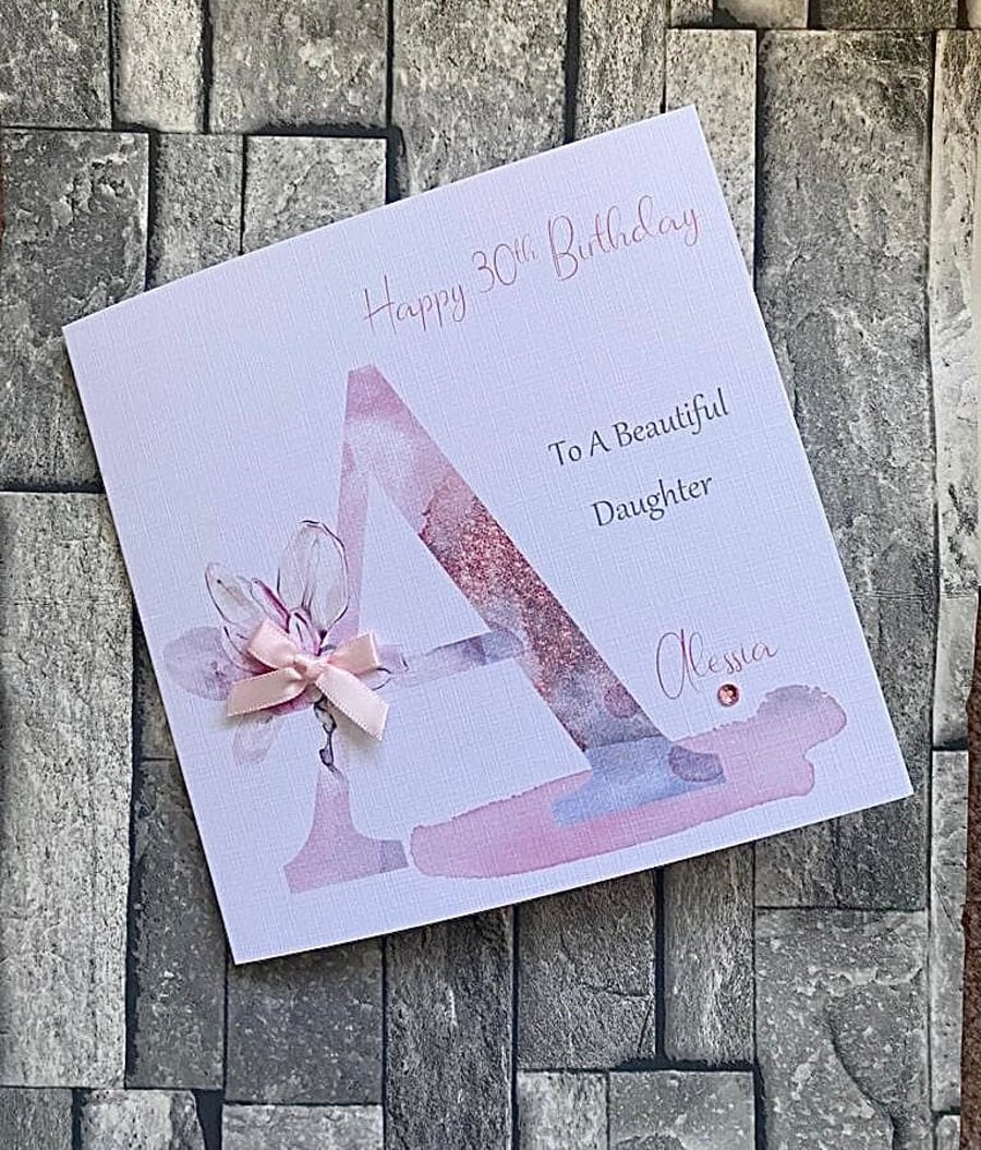 Personalised Floral Letter Birthday Card For Her Happy Birthday Daughter Sister