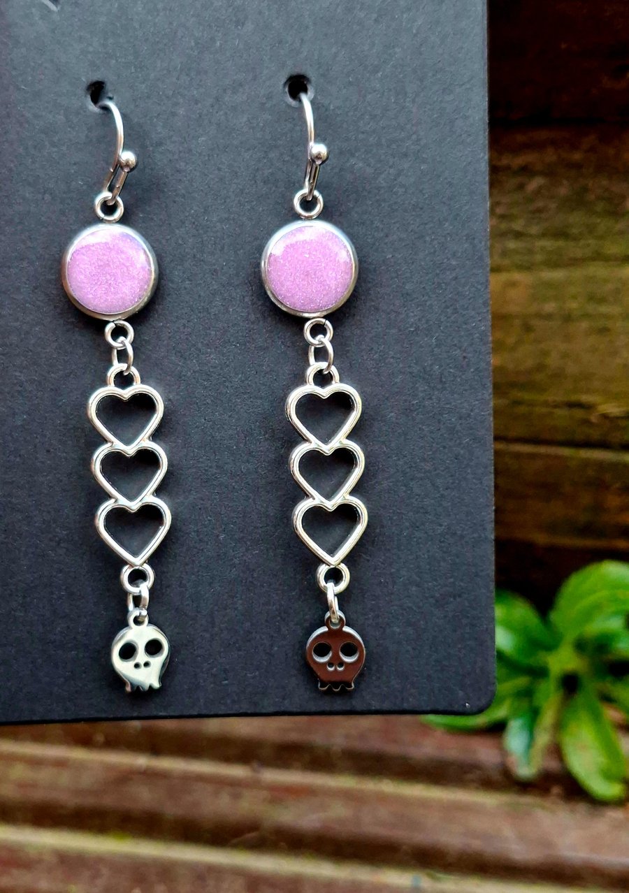 Gothic dangle earrings spike punk emo alternative goddess