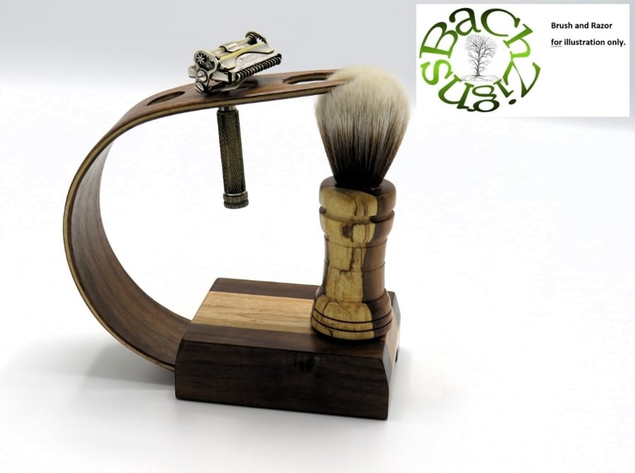 Laminated Black Walnut,Ash,Maple wood Shaving Stand for brush & razor(SKU-SS24) 