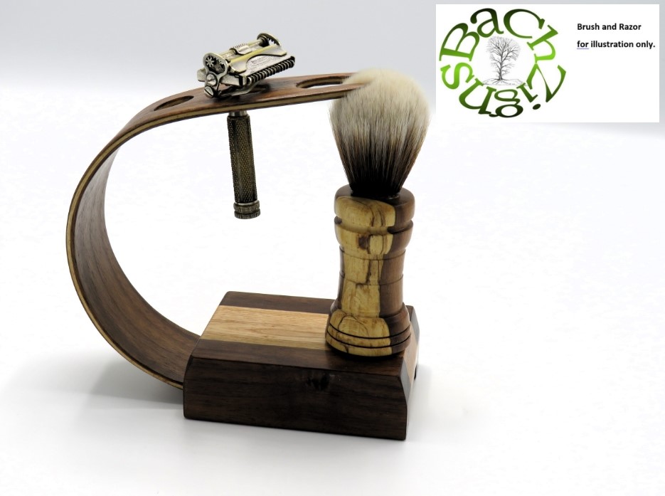 Laminated Black Walnut,Ash,Maple wood Shaving Stand for brush & razor(SKU-SS24) 