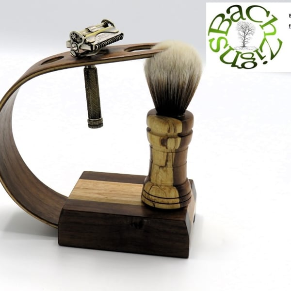 Laminated Black Walnut,Ash,Maple wood Shaving Stand for brush & razor(SKU-SS24) 