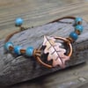 Copper oak leaf aged rustic bracelet 