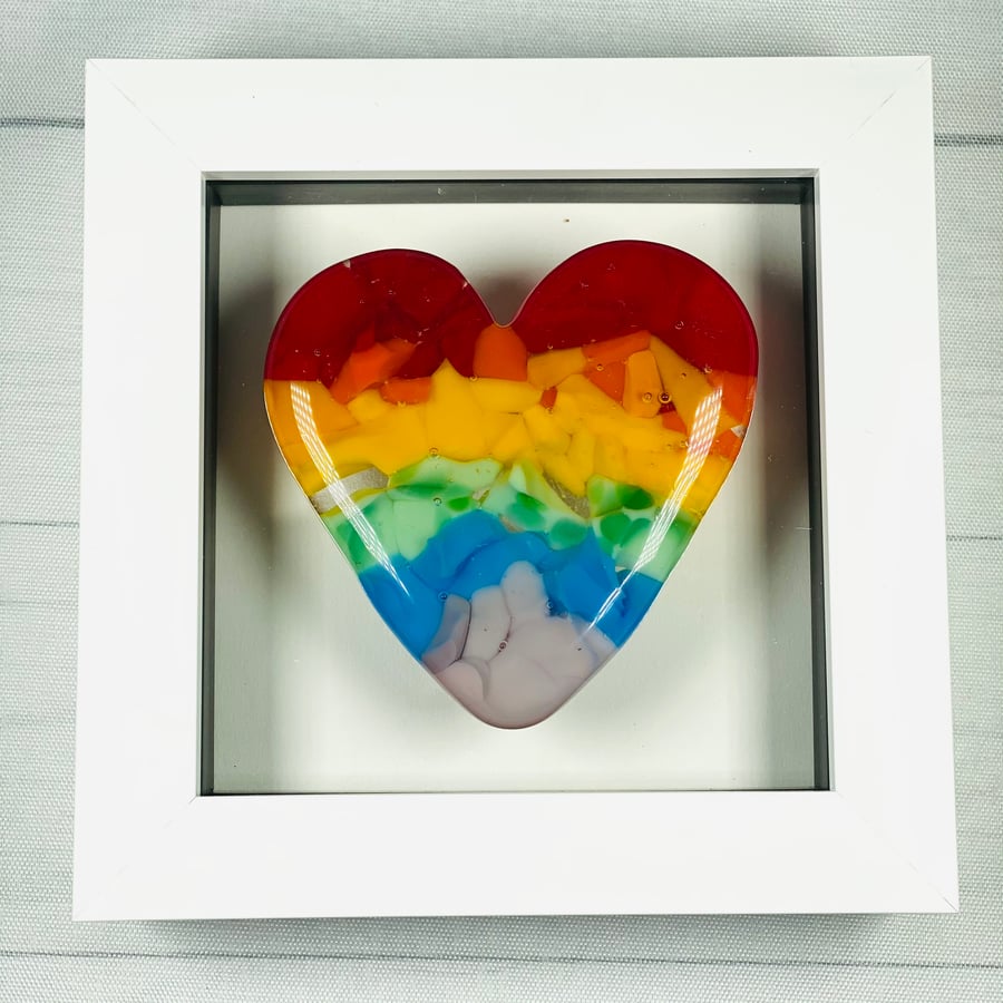 Fused glass cast heart picture,wall hanging
