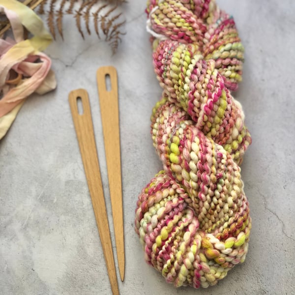 Pastel Art Yarn. Chunky Handspun Yarn for weaving and knitting. Funky Novelty