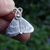 Midwinter moth, recycled sterling silver pendant