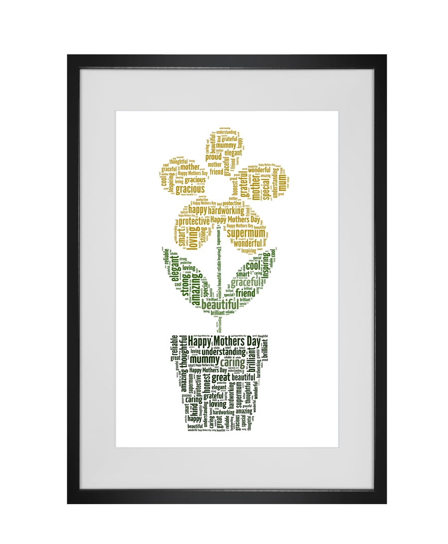 Personalised Mothers Day Flower Design Word Art Gifts 
