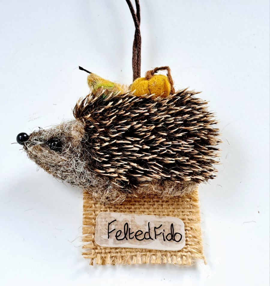 Needle Felted Hedgehog Brooch 