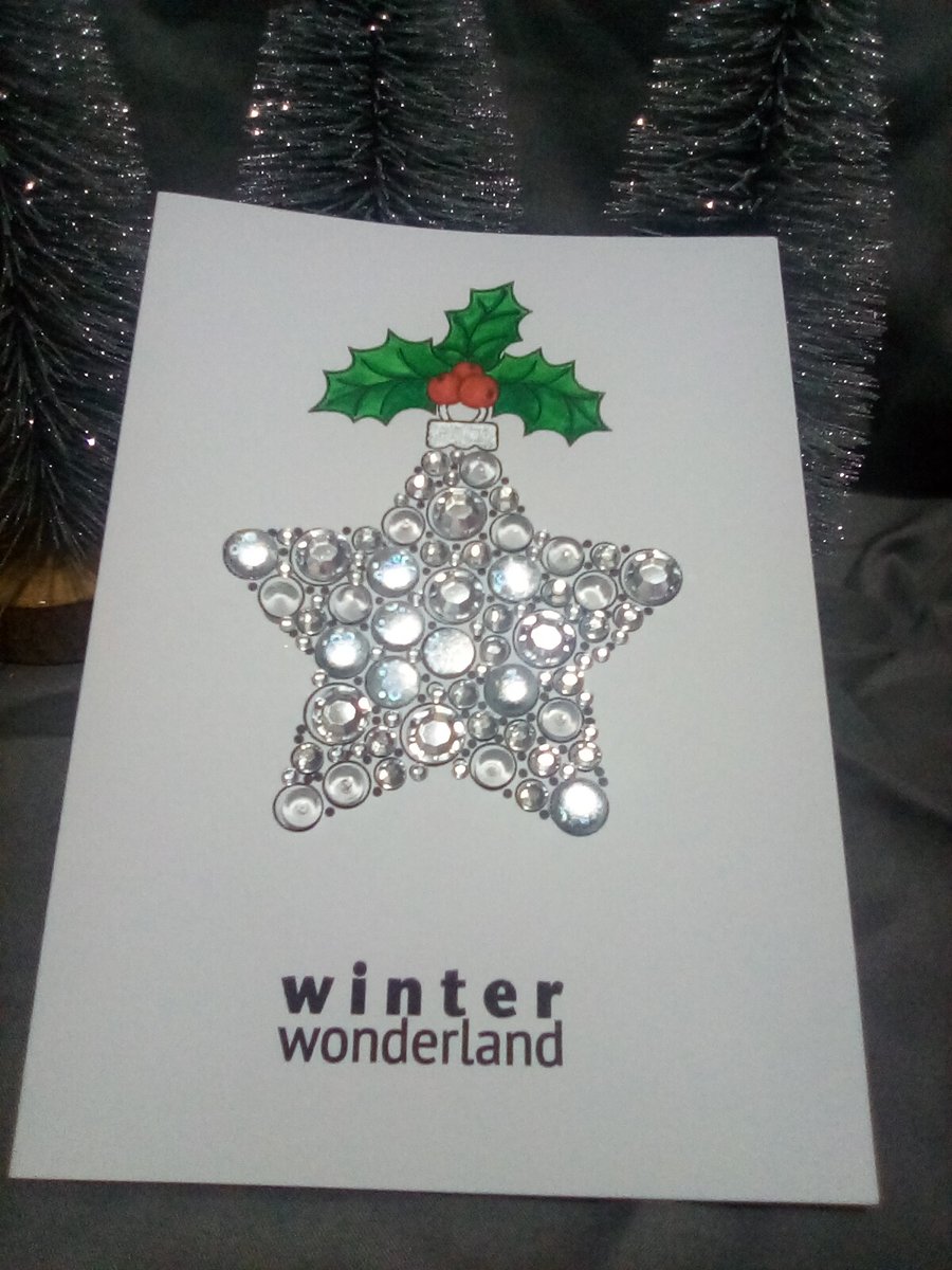 Silver handmade ornament star Christmas card