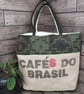 Eco Tote Bag - Handmade from Upcycled Materials -Green and Black Pattern - Image 4