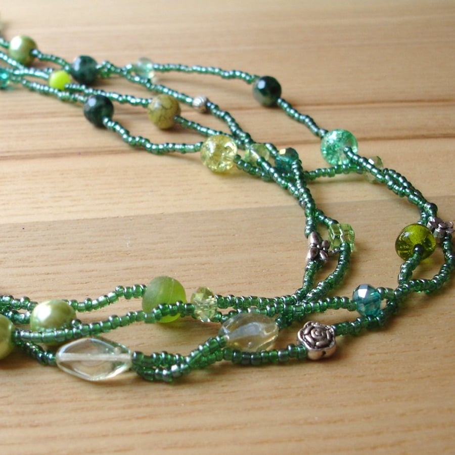 Green Seed Bead Necklace