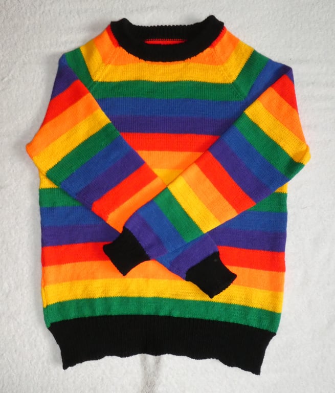 Rainbow Jumper. Raglan Jumper in 4ply Yarn. Size 36 to 38 inch Chest