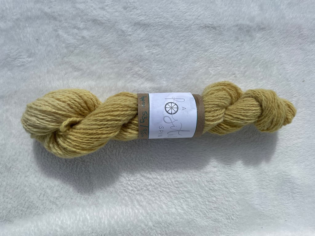 Hand-spun naturally dyed wool, DK