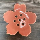 HANDMADE Pink Flower Shaped Ceramic Soap Dish