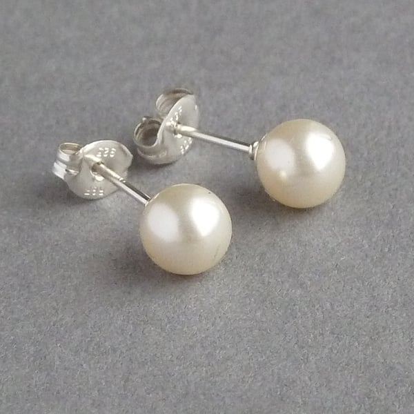Cream Pearl Studs - Swarovski Pearl Post Earrings - Bridal Jewellery