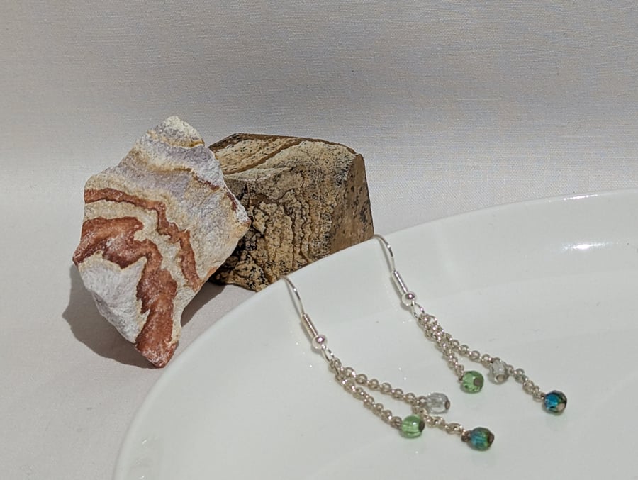 Silver Plated Chain Dangle Earrings