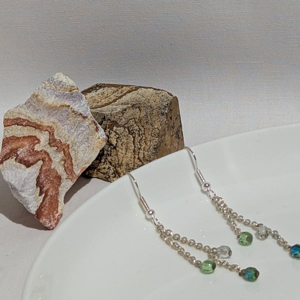 Silver Plated Chain Dangle Earrings