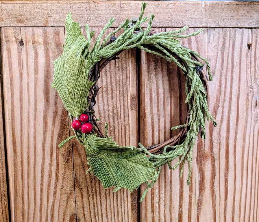 Christmas - mini crepe paper wreaths (set of 2)