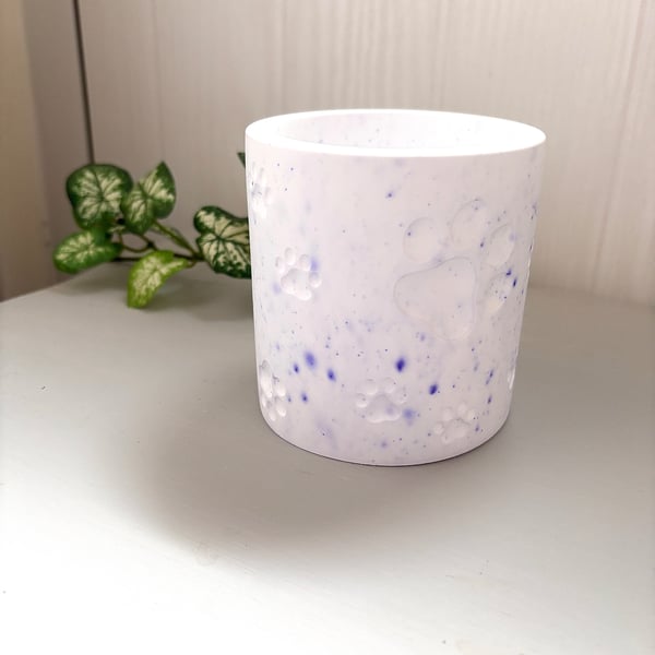 Lilac Paw Print Storage Pot - Cat & Dog Lover Gift - Handmade Paw Decor