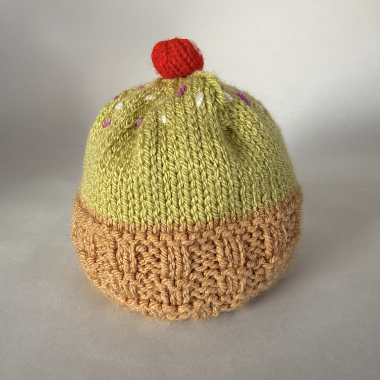 Childrens hand knitted cupcake hat