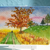 ACEO Original Autumn Evening Walk