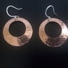 Copper Domed Disc Earrings, Sterling Silver Earrings, Mixed Metal Earrings