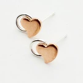 Sweetheart Earrings Love & A Hug Little Sweetheart Silver copper stud earrings. 