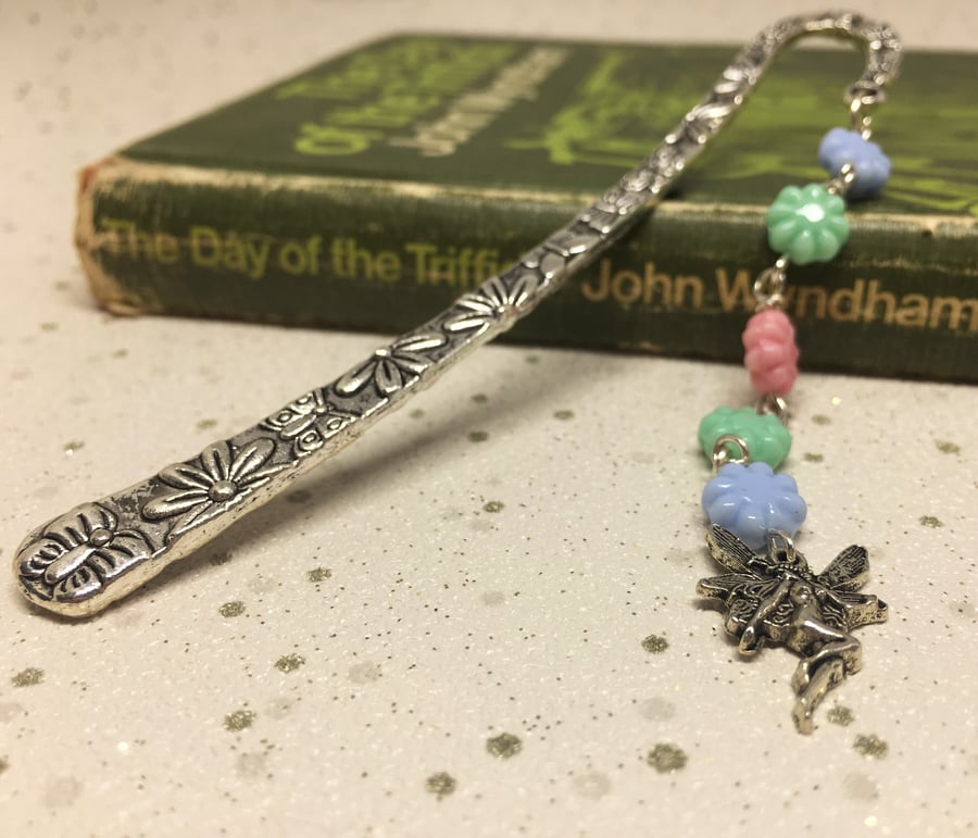 Flower fairy silver bookmark