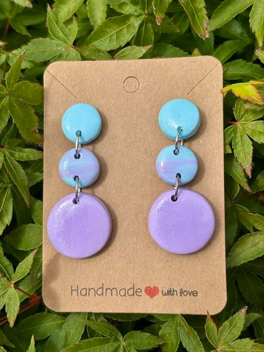 Turquoise and Lavender Dangly Summer Earrings