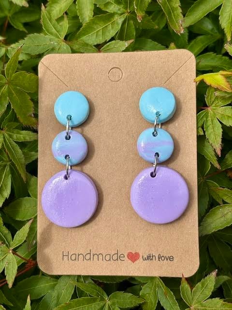 Turquoise and Lavender Dangly Summer Earrings