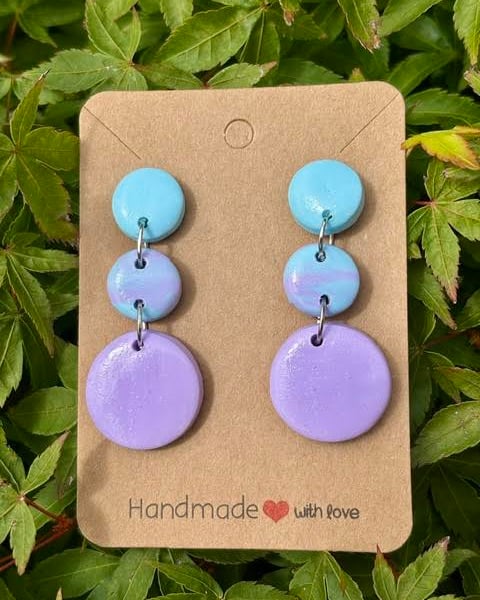 Turquoise and Lavender Dangly Summer Earrings