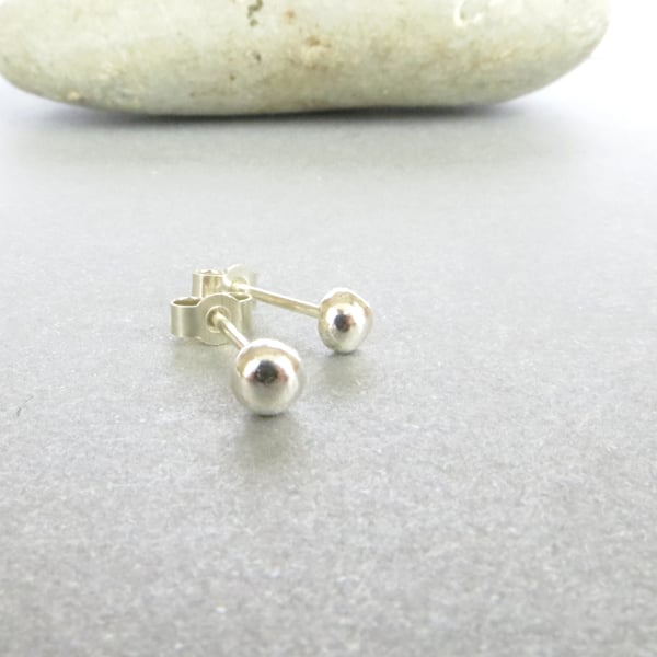 Tiny Sterling Silver Stud Earrings, Recycled Silver