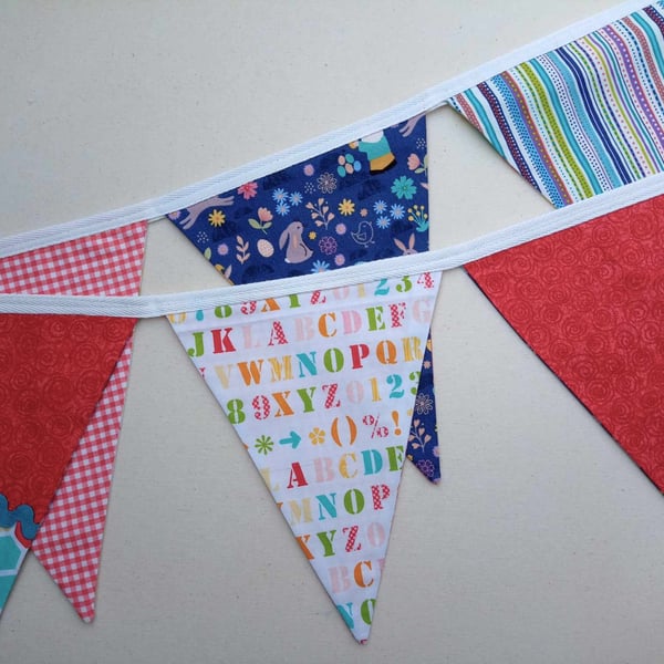 Bunting reversible decoration - alphabet and egg hunting gnomes 