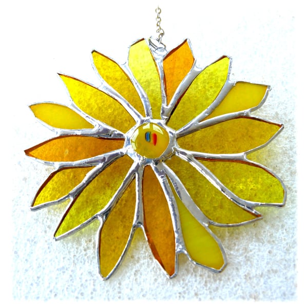 Yellow Flower Stained Glass Suncatcher Handmade 010 Sunflower