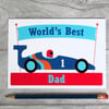 Personalised Racing Car Father's Day Card.