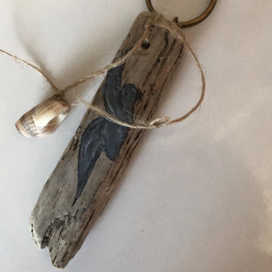 Hand Painted Driftwood Keyring
