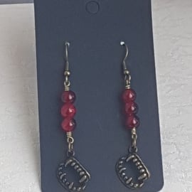 Might Bite Vampire Fang Red Bead Earrings - Dark Tones