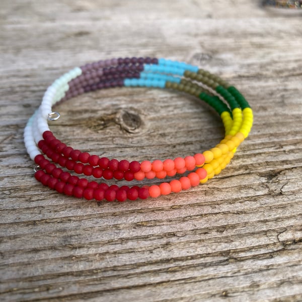 Wrap around beaded bracelet can be worn as a anklet 