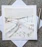 Snowy Lanes. Large Handpainted Blank Card. 260235