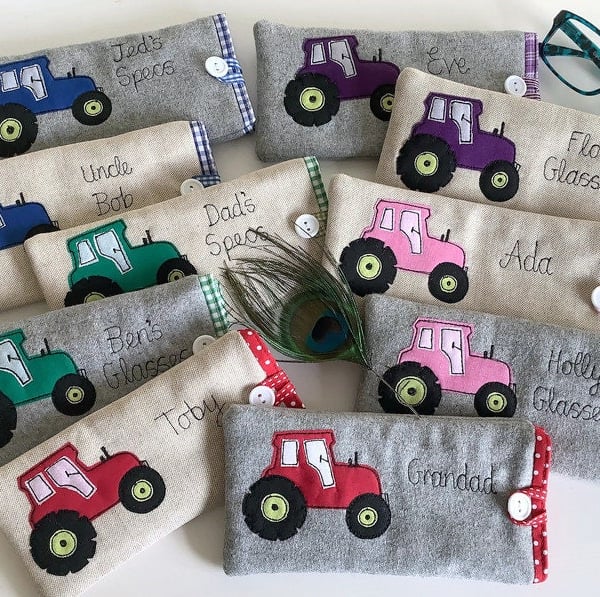Personalised Tractor Sunglasses Case - Custom Glasses or Specs Pouch Gift