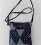 Blue Handbag, Shoulder Bag, Patchwork, Quilted, Recycled Denim - Image 3