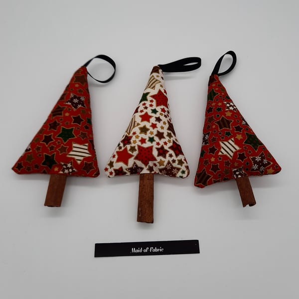 Cinnamon tree Christmas decorations set of 3.