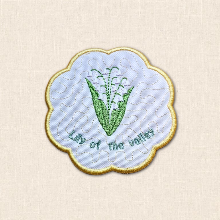 Lily of the Valley Candle Coaster - Embroidered May Birth Flower Decor