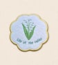Lily of the Valley Candle Coaster - Embroidered May Birth Flower Decor