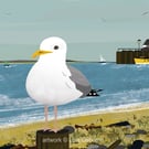 Gull at the seaside - bird print
