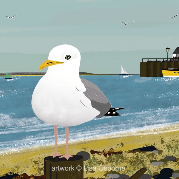 Gull at the seaside - bird print