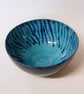 Bowl Turquoise and blue striped glazed Ceramic. - Image 1